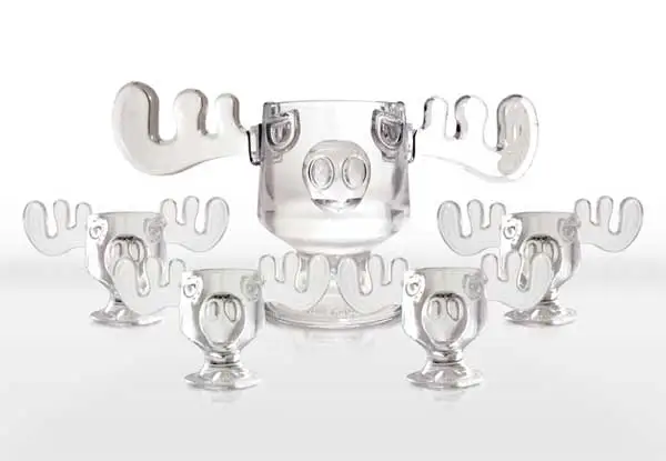 Moose Mugs and Punch Bowl Set